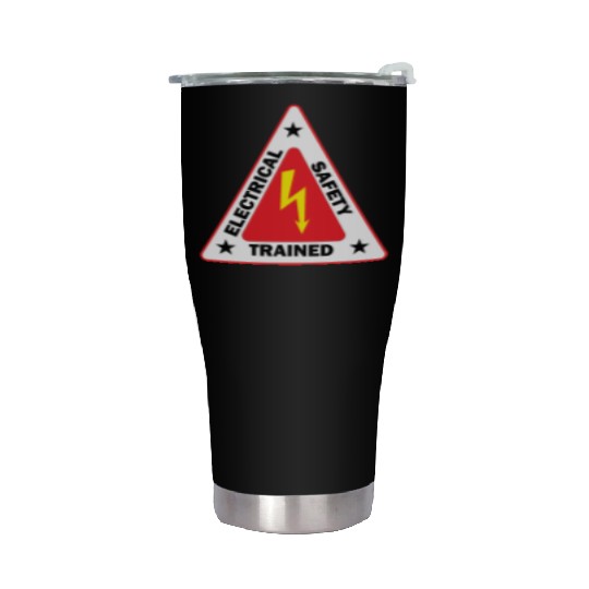 electrical Safety Trained Triangle Warning Sign Stainless Steel Tumblers