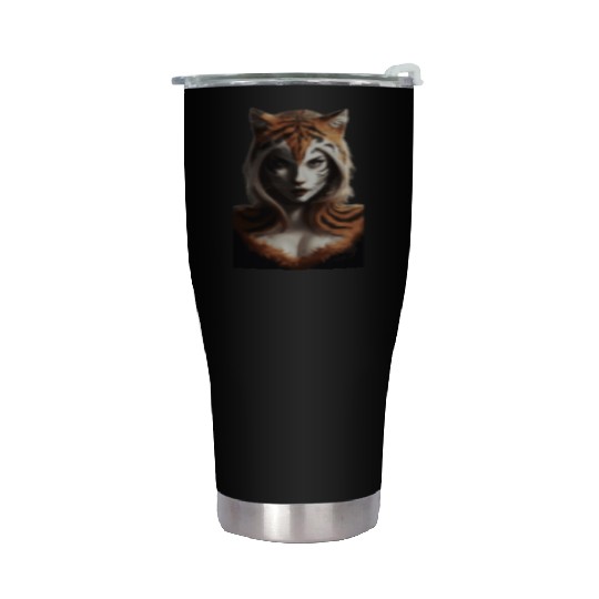 Fierce Jungle Tiger Spirit Fantasy Artwork Stainless Steel Tumblers