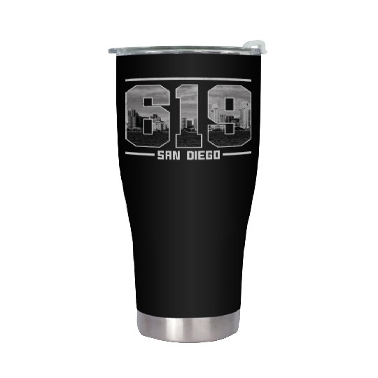 Vintage San Diego 619 Area Code California Skyline Stainless Steel Tumblers