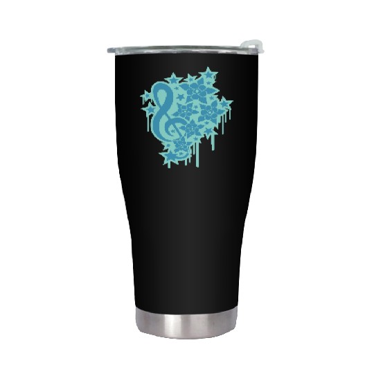 Music Clef Note Stars Graffiti Spray Flowers Sound Stainless Steel Tumblers