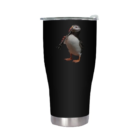 Atlantic Puffin Playing Clarinet Realistic Stainless Steel Tumblers