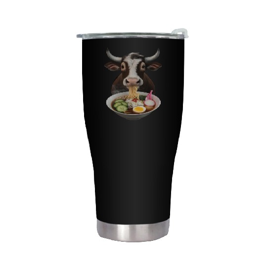 Ox Eating Ramen Realistic Stainless Steel Tumblers