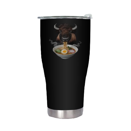 Bison Eating Ramen Realistic Stainless Steel Tumblers