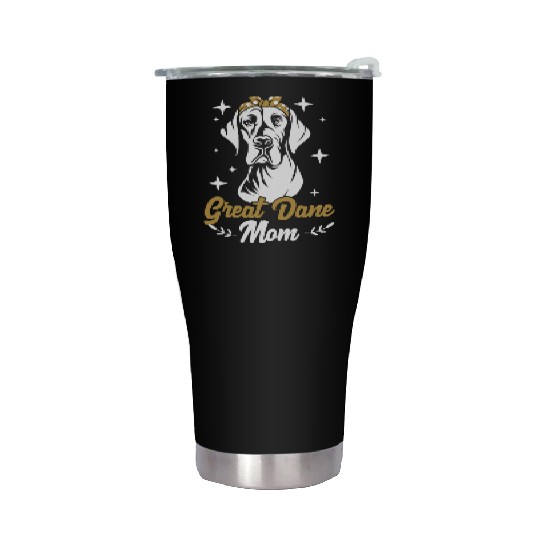 Cute Dog Mom Polka Dot Hair Bow Great Dane Mom Stainless Steel Tumblers