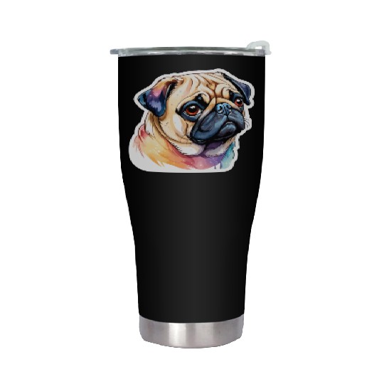 Pug Watercolor Stainless Steel Tumblers