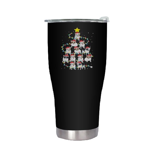 English Bulldog Christmas Tree Dog Santa Claus Stainless Steel Tumblers