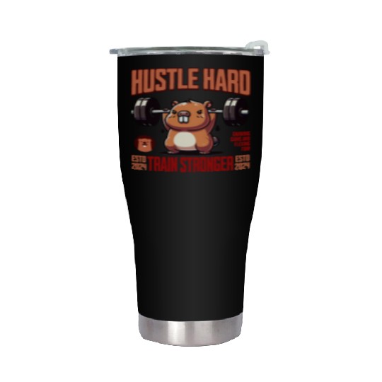 Hustle Hard Train Stronger Gym Motivation Stainless Steel Tumblers