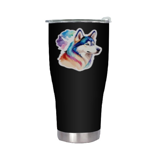 Siberian Husky Watercolor Stainless Steel Tumblers
