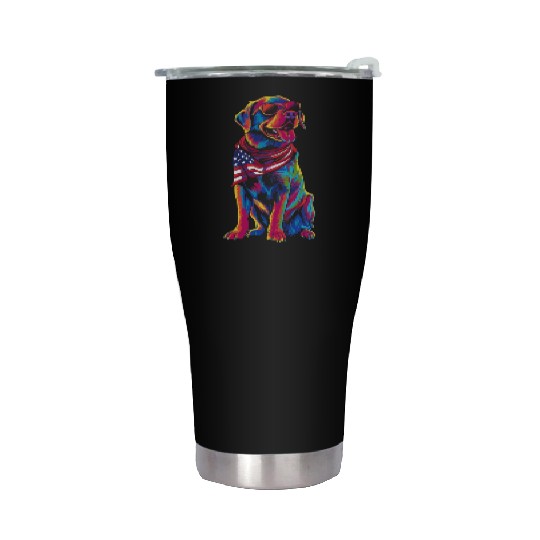 Labrador Retriever Dog Patriotic US Flag Sunglasse Stainless Steel Tumblers