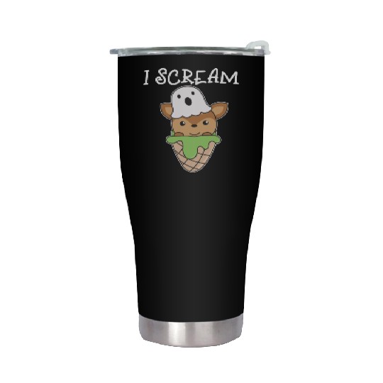 Deer Halloween Ghost I Scream Ice Cream Pun Stainless Steel Tumblers