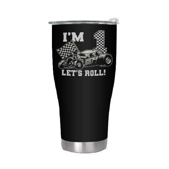 Kids Race Racing 1st Birthday Boy 1 One Toddler Stainless Steel Tumblers