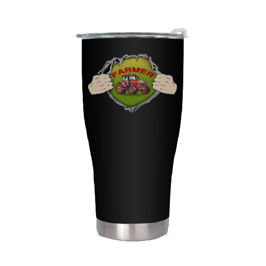 Super farmer Open Chest tractor love Agriculture C Stainless Steel Tumblers
