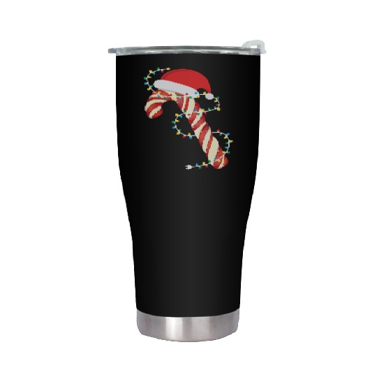 Christmas Candy Cane Santa Xmas Kids Toddler Youth Stainless Steel Tumblers