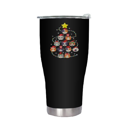 Cats Ugly Christmas Sweater Cat Snowflakes Xmas Stainless Steel Tumblers