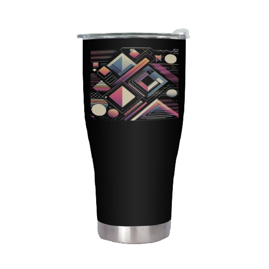 Retro Geometric Shapes 80s 90s Style 3 Stainless Steel Tumblers