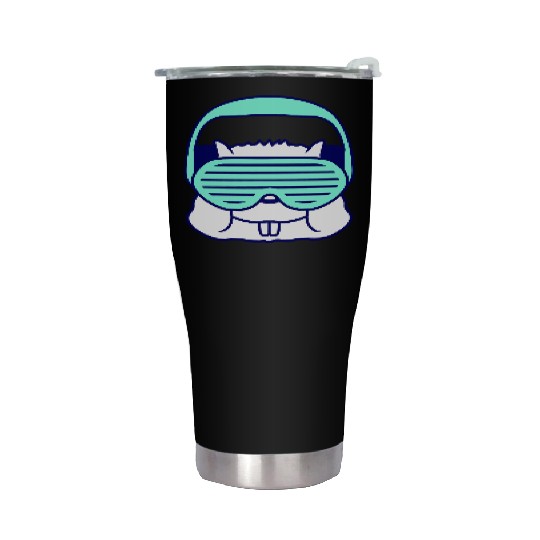 Cute DJ Hamster Party Animal Guinea Pig Pet Face Stainless Steel Tumblers