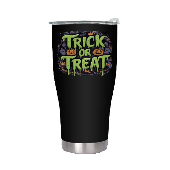 Trick or Treat Classic Halloween Saying Dripping Stainless Steel Tumblers
