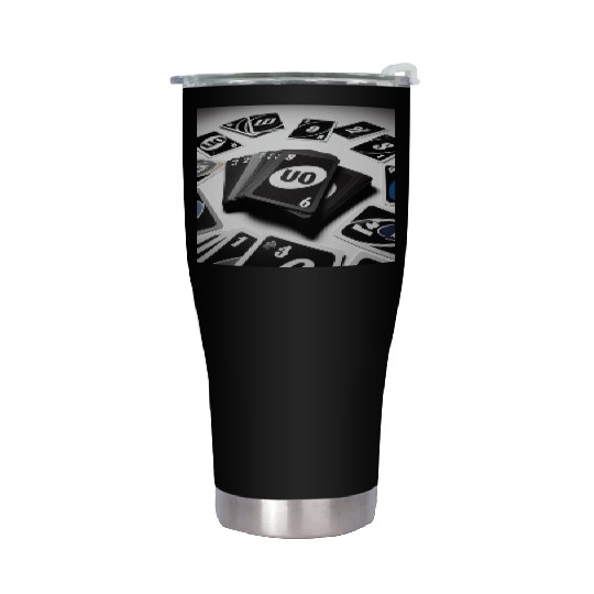 Black Uno Cards Stainless Steel Tumblers