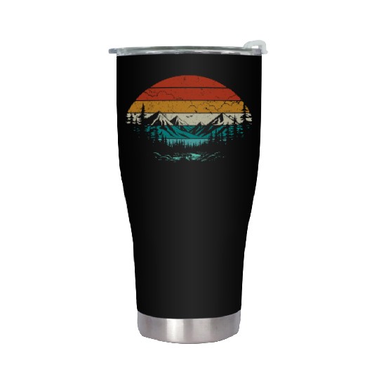 Retro Sunset Mountains Nature Outdoor Hiking Stainless Steel Tumblers