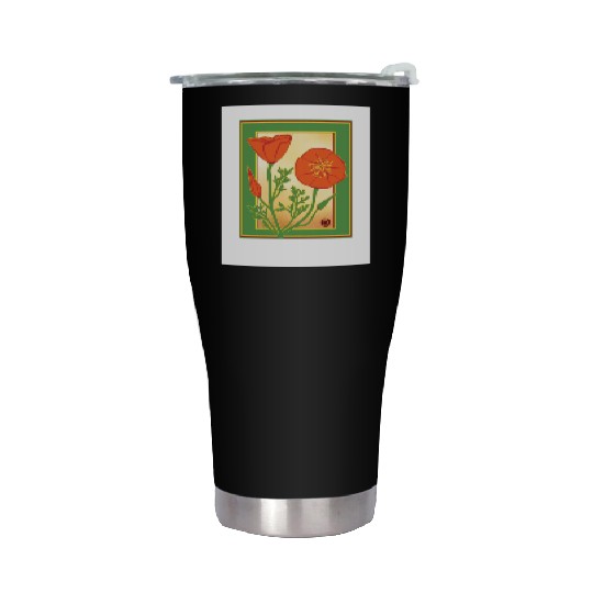 California Poppies illustration poster Stainless Steel Tumblers