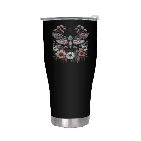 Fairycore Floral Moth Pastel Fairycore Aesthetic Stainless Steel Tumblers