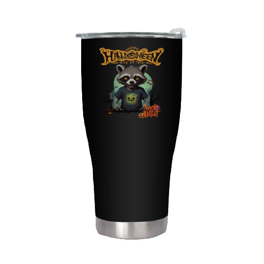 Trick or Treat Raccoon Stainless Steel Tumblers