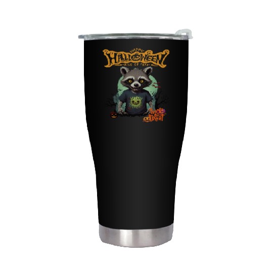Trick or Treat Raccoon Stainless Steel Tumblers