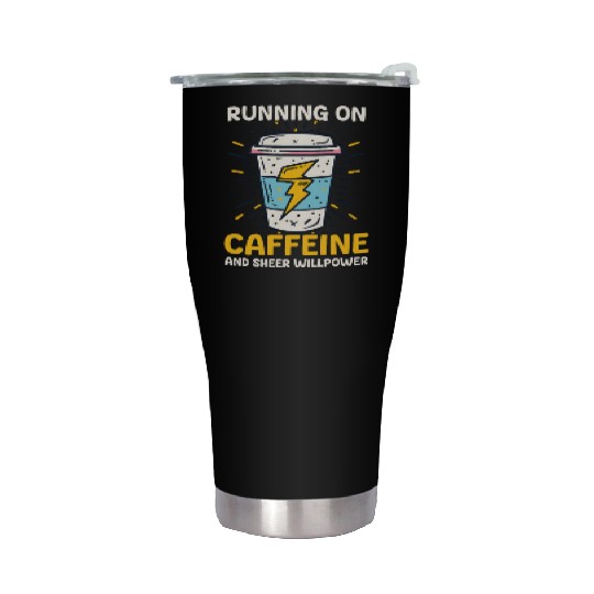 Depression Awareness Running On Caffeine Willpower Stainless Steel Tumblers