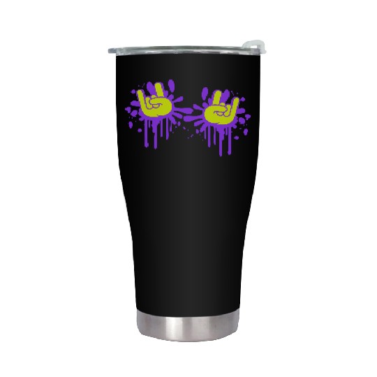 Two heavy metal graffiti horn fingers hand gesture Stainless Steel Tumblers