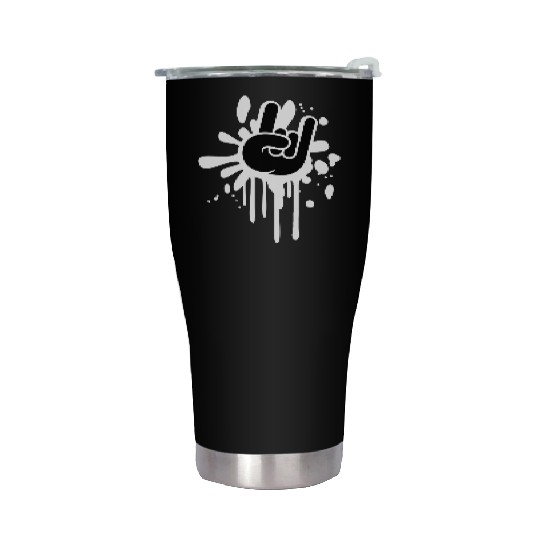 Heavy metal graffiti drop horn finger hand gesture Stainless Steel Tumblers