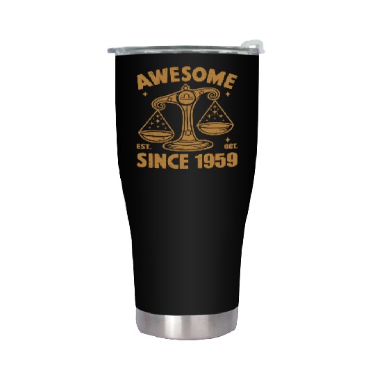 Awesome Since 1959 Libra Zodiac Birthday October Stainless Steel Tumblers