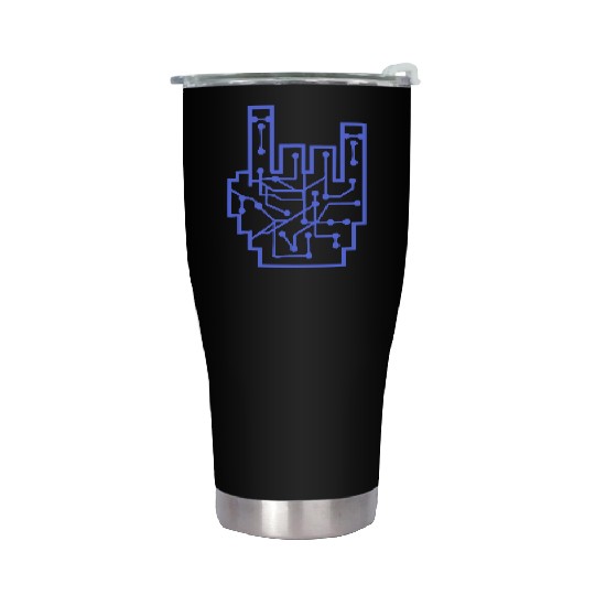 Heavy metal nerd electronic circuits hand gesture Stainless Steel Tumblers