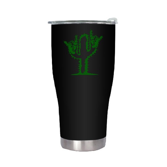 Cactus Plant Heavy Metal Hard Rock Hand Gesture Stainless Steel Tumblers