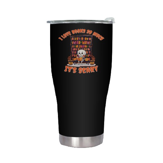 Halloween skeleton book lover reading adults Stainless Steel Tumblers