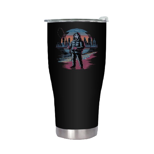 Horror City Skyline Vaporwave Art Halloween Stainless Steel Tumblers