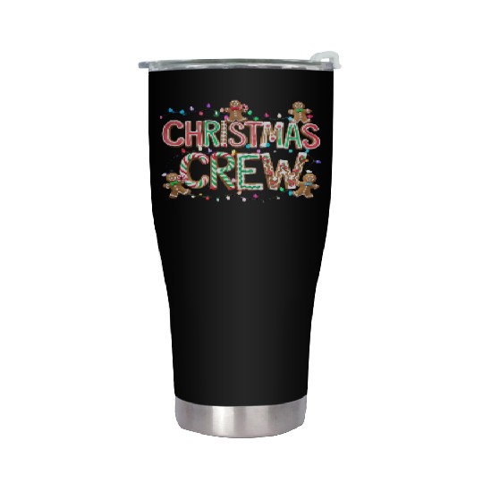 Gingerbread and Candy Christmas Crew with Lights Stainless Steel Tumblers