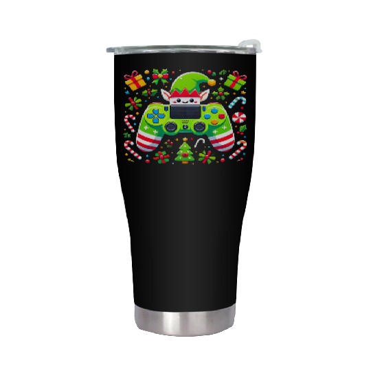 Christmas Elf Themed Gaming Controller Fun Stainless Steel Tumblers