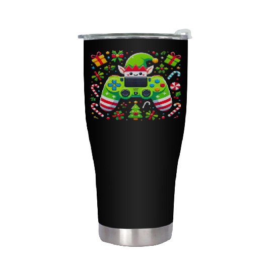 Christmas Elf Themed Gaming Controller Fun Stainless Steel Tumblers