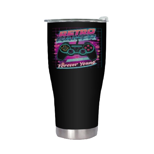 Retro Gamer Forever Young 01 Stainless Steel Tumblers