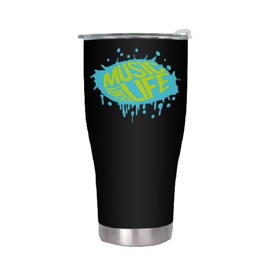 Music is my Life Love Saying Graffiti Spray Drops Stainless Steel Tumblers