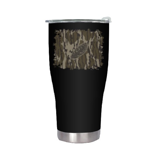 Turkey Feather Bottomland Camo Forest Camouflage Stainless Steel Tumblers