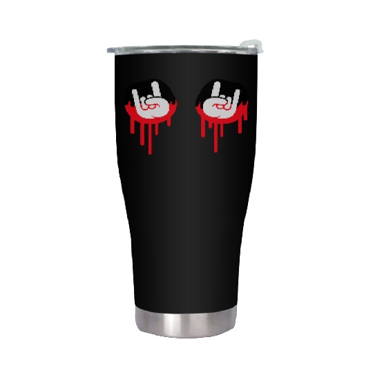 Heavy metal graffiti drop horn finger hand gesture Stainless Steel Tumblers