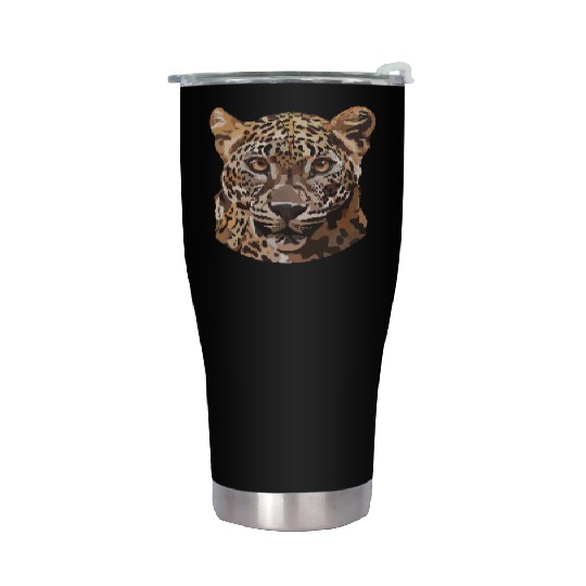 African Leopard poster Stainless Steel Tumblers