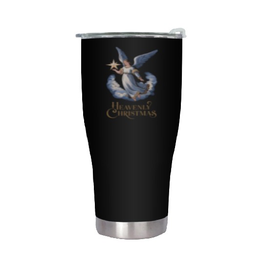 Heavenly Christmas Angel with Star Holiday Art Stainless Steel Tumblers
