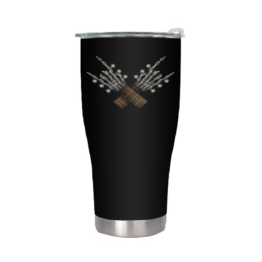 Rock On Guitar Rock & Roll Halloween Skeleton Hand Stainless Steel Tumblers