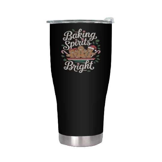 Baking Spirits Bright Holiday Gingerbread and Cand Stainless Steel Tumblers