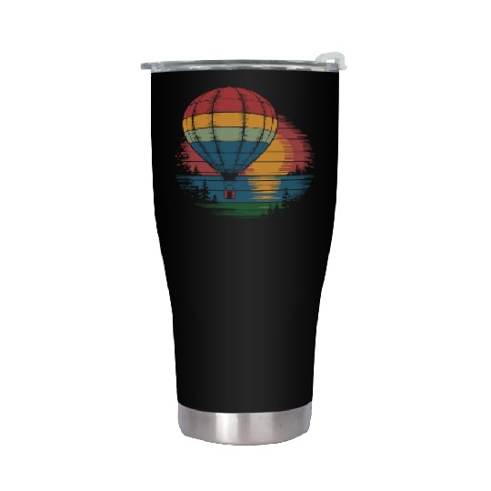 Hot Air Balloon Retro Sunset Adventure Stainless Steel Tumblers