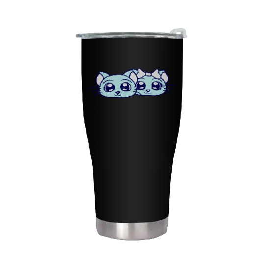 Two Romantic Cats In Love 2 Friends Couple Team Stainless Steel Tumblers