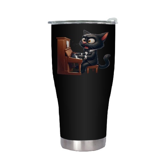 Piano Prodigy Cat Stainless Steel Tumblers
