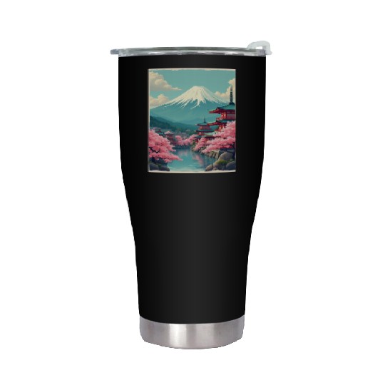 Serenity Beneath Mount Fuji Stainless Steel Tumblers